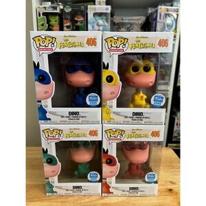 COMPLETE SET 4 2500 PCS LE Dino Flintstones Funko Pop #406 Green Yellow Blue Red